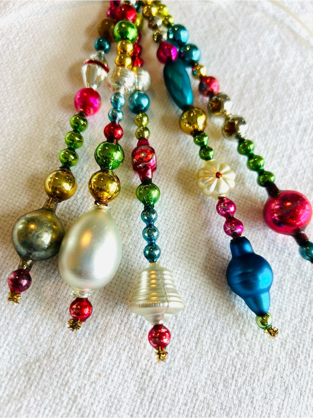 Vintage repurposed mercury glass  bead, icicle holiday Christmas ornaments